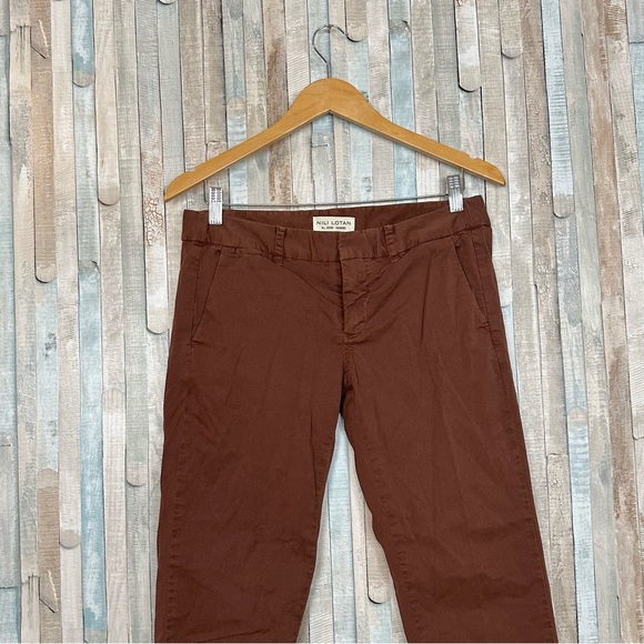 Nili Lotan 4 Rust Brown East Hampton Pants Slim Fit Ankle Trouser Raw Hem $345 - Picture 3 of 12
